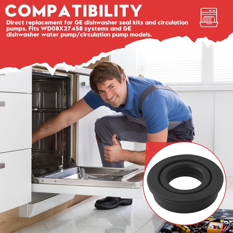 Valorup WD08X27458 Dishwasher Pump & Sump Seal Kit for GE, Direct Replacement for AP7018540, WD08X25471, PS16554611, Compatible with DDT700, GDT565, GDF510 & More - Image 5